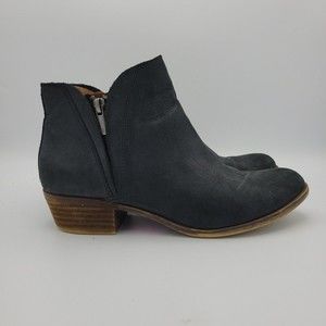 Lucky Brand LP Brenon Ankle Boot Booties Double Zip Black Leather, Womens 9.5